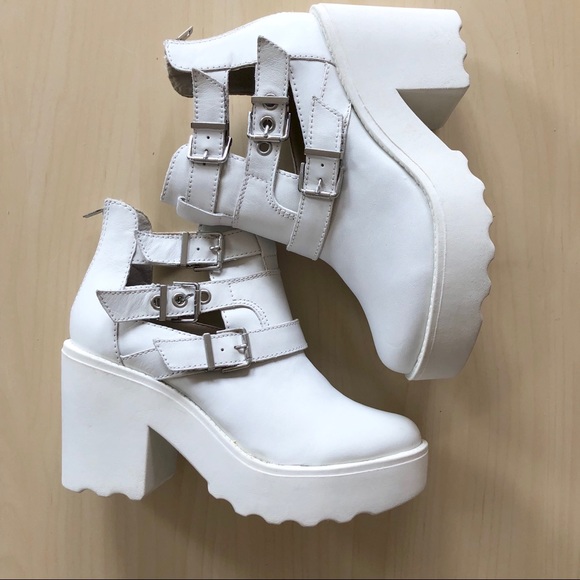 Steve Madden Shoes - Steve Madden Gisella White Cutout Platform Booties